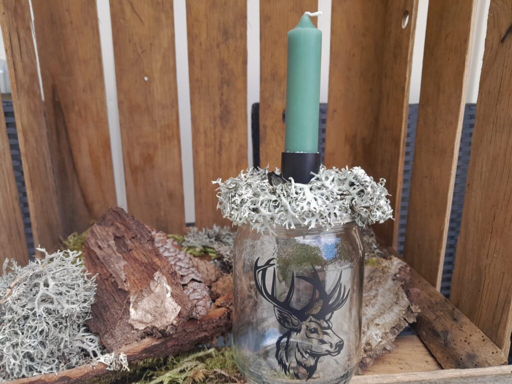 Glas mit Kerze – Heimat